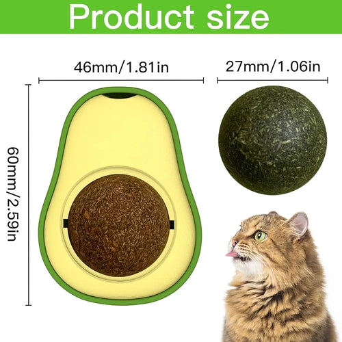 Avocado-Shaped Cat Toy with Catnip | Interactive Rotatebale Catnip Toy for Chewing & Teething Edible Licking, Playtime & Stress Relief | Durable & Safe for Cats/Kittens, Persian Cat