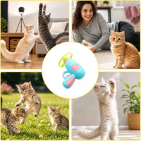 Cat Toy Launcher with 10 Flying Propellers, Interactive Toys for Cats Indoor Chasing & Fetch Toy for Kittens with Handheld Disc Launcher, Colourful Spinning Toys for Active Play