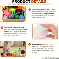 10 Pcs Interactive Cat Toy Combo Set | Assorted Balls, Mouse, Spring & Ball Bell Toys for Cats & Kittens | Indoor Play, Hunting, Exercise & Mental Stimulation