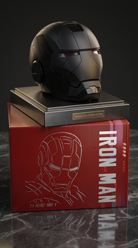 Iron Man Mark V Helmet with Fully Automatic | Black Electronic Cosplay Helmet | Marvel Collectible