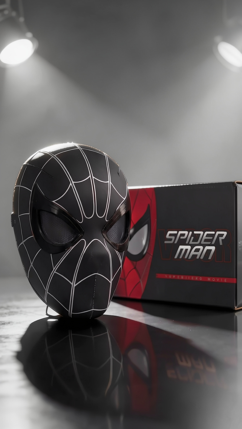 Black Spider-Man Mask – Premium Realistic Cosplay & Display Headwear (30Cm)