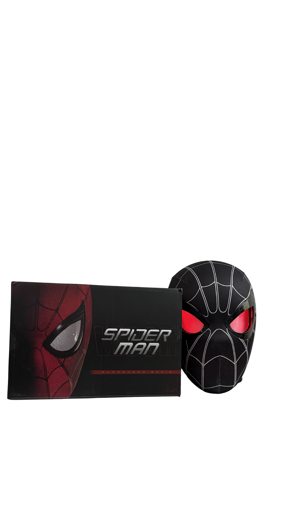 Black Spider-Man LED Mask with Glowing Red Eyes – Premium (30Cm)