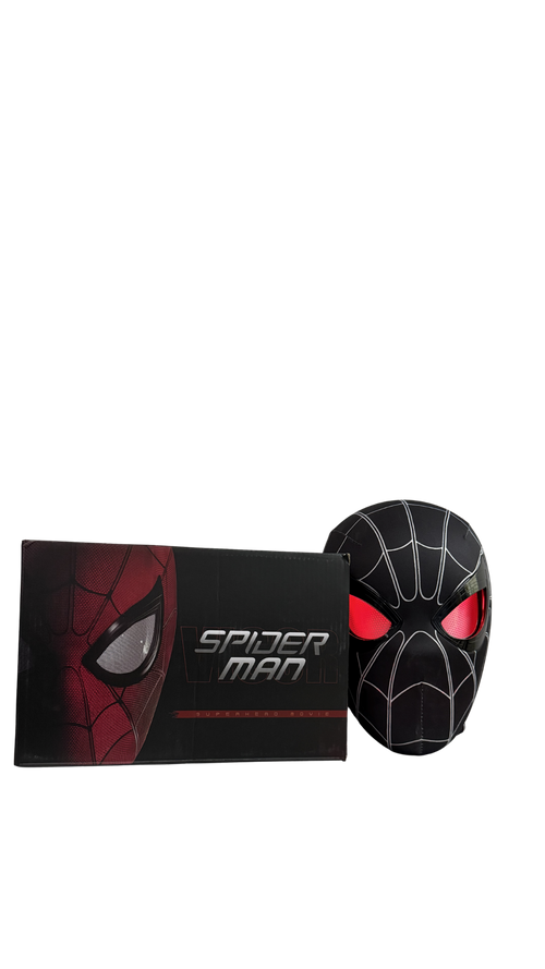Black Spider-Man LED Mask with Glowing Red Eyes – Premium (30Cm)
