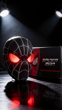 Black Spider-Man LED Mask with Glowing Red Eyes – Premium (30Cm)